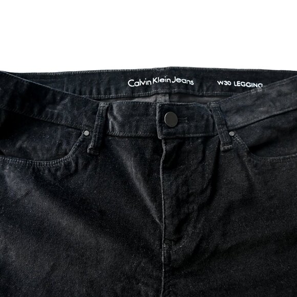 CALVIN KLEIN Black Velour Legging Jeans - Size 30 - Picture 3 of 8